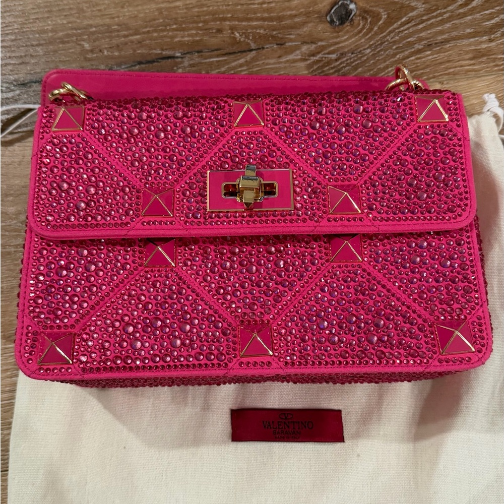Valentino Fuchsia Studded Crossbody Bag